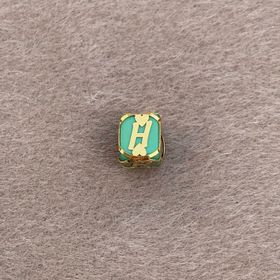 Bayar Gold 14 Ayar Altın Kafesli Yeşil Boncuk N Harf Kolye Ucu