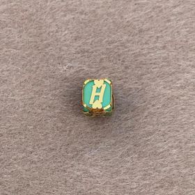 Bayar Gold 14 Ayar Altın Kafesli Yeşil Boncuk N Harf Kolye Ucu