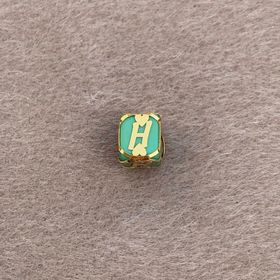 Bayar Gold 14 Ayar Altın Kafesli Yeşil Boncuk N Harf Kolye Ucu