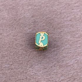 Bayar Gold 14 Ayar Altın Kafesli Yeşil Boncuk P Harf Kolye Ucu