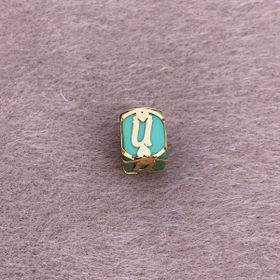 Bayar Gold 14 Ayar Altın Kafesli Yeşil Boncuk U Harf Kolye Ucu