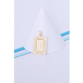 Bayar Gold 14 Ayar Altın Kare Vintage B Harf Kolye Ucu