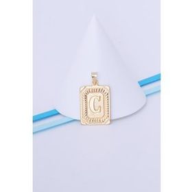 Bayar Gold 14 Ayar Altın Kare Vintage Ç Harf Kolye Ucu