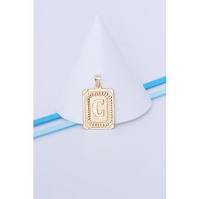 Bayar Gold 14 Ayar Altın Kare Vintage Ç Harf Kolye Ucu