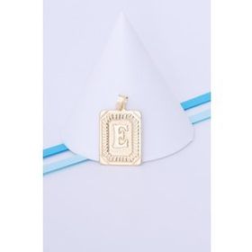Bayar Gold 14 Ayar Altın Kare Vintage E Harf Kolye Ucu
