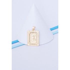 Bayar Gold 14 Ayar Altın Kare Vintage E Harf Kolye Ucu