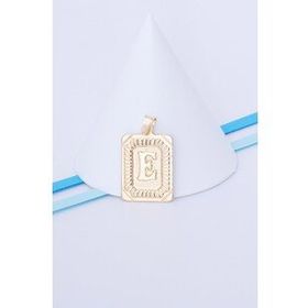 Bayar Gold 14 Ayar Altın Kare Vintage E Harf Kolye Ucu