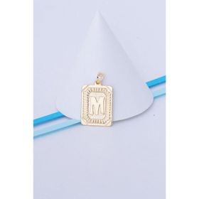 Bayar Gold 14 Ayar Altın Kare Vintage M Harf Kolye Ucu