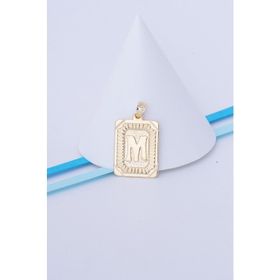Bayar Gold 14 Ayar Altın Kare Vintage M Harf Kolye Ucu