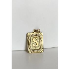 Bayar Gold 14 Ayar Altın Kare Vintage Ş Harf Kolye Ucu