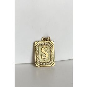Bayar Gold 14 Ayar Altın Kare Vintage Ş Harf Kolye Ucu