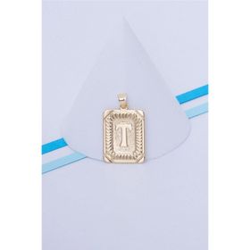 Bayar Gold 14 Ayar Altın Kare Vintage T Harf Kolye Ucu