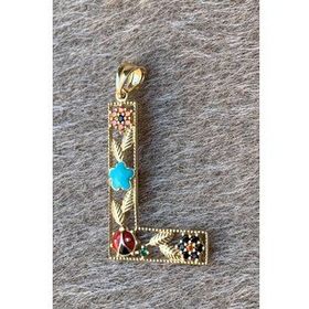 Bayar Gold 14 Ayar Altın L Harf Çiçekli Cennet Bahçesi Kolye Ucu