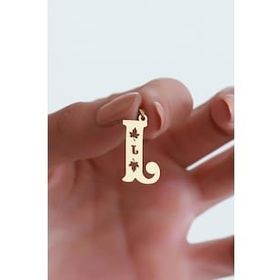 Bayar Gold 14 Ayar Altın L Harf Çınar Yaprağı Kolye Ucu