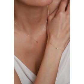 Bayar Gold 14 Ayar Altın Mini Kalp Kolye ve Bileklik Seti