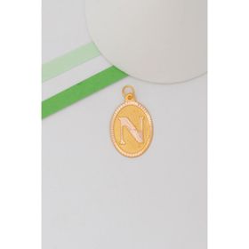 Bayar Gold 14 Ayar Altın N Harf Nostaljik Oval Kolye Ucu