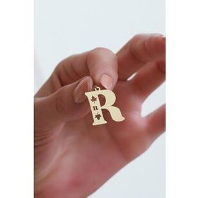 Bayar Gold 14 Ayar Altın R Harf Çınar Yaprağı Kolye Ucu