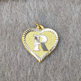 Bayar Gold 14 Ayar Altın R Harf Nostaljik Kalp Kolye Ucu
