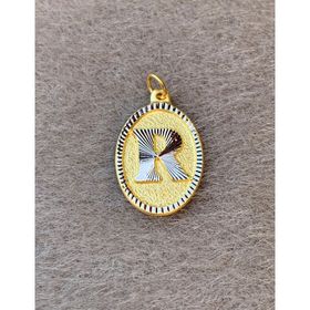 Bayar Gold 14 Ayar Altın R Harf Nostaljik Oval Kolye Ucu