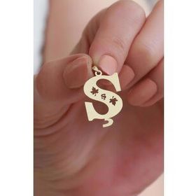 Bayar Gold 14 Ayar Altın S Harf Çınar Yaprağı Kolye Ucu