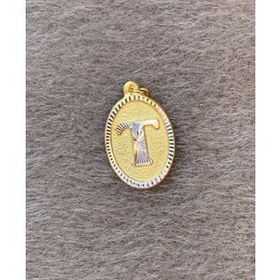 Bayar Gold 14 Ayar Altın T Harf Nostaljik Oval Kolye Ucu