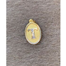 Bayar Gold 14 Ayar Altın T Harf Nostaljik Oval Kolye Ucu