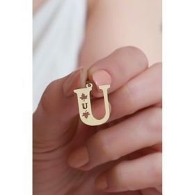 Bayar Gold 14 Ayar Altın U Harf Çınar Yaprağı Kolye Ucu