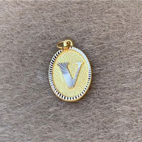 Bayar Gold 14 Ayar Altın V Harf Nostaljik Oval Kolye Ucu