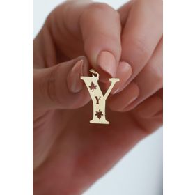 Bayar Gold 14 Ayar Altın Y Harf Çınar Yaprağı Kolye Ucu