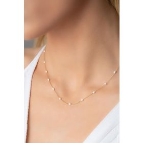 Bayar Gold 14 Ayar Beyaz Mini Toplu Altın Kolye