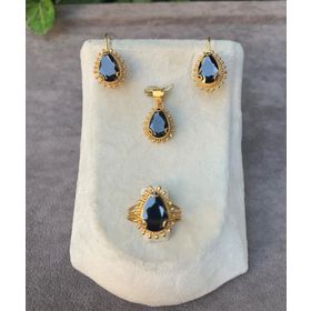 Bayar Gold 14 Ayar Damla Model Oniks Taşlı Altın Set