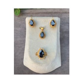 Bayar Gold 14 Ayar Damla Model Oniks Taşlı Altın Set