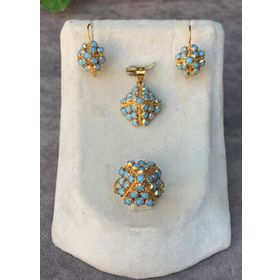 Bayar Gold 14 Ayar Firuze Piramit Model Altın Set