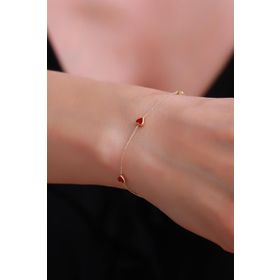 Bayar Gold 14 Ayar Kırmızı Kalp Mineli Altın Bileklik