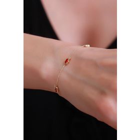Bayar Gold 14 Ayar Kırmızı Mini Fil Altın Bileklik
