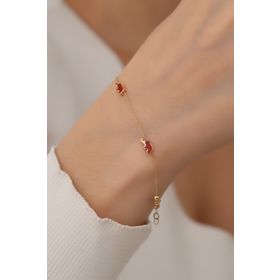 Bayar Gold 14 Ayar Kırmızı Mini Fil Altın Bileklik