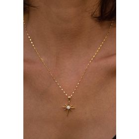 Bayar Gold 14 Ayar Kuzey Yıldızı Beyaz Altın Kolye