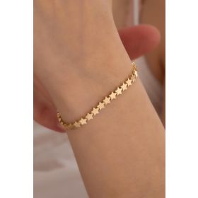 Bayar Gold 14 Ayar Mini Yıldız Şeritli Altın Bileklik