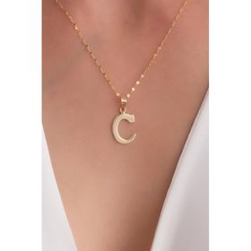 Bayar Gold 14 Ayar Plaka Ç Harf Altın Kolye