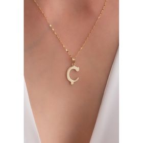 Bayar Gold 14 Ayar Plaka Ç Harf Altın Kolye