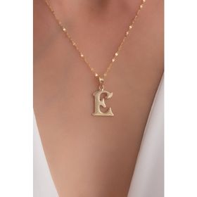 Bayar Gold 14 Ayar Plaka E Harf Altın Kolye