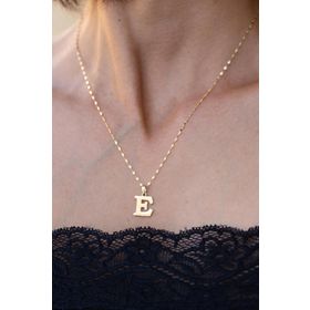 Bayar Gold 14 Ayar Plaka E Harf Altın Kolye