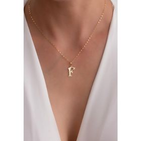 Bayar Gold 14 Ayar Plaka F Harf Altın Kolye