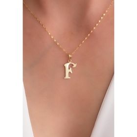 Bayar Gold 14 Ayar Plaka F Harf Altın Kolye