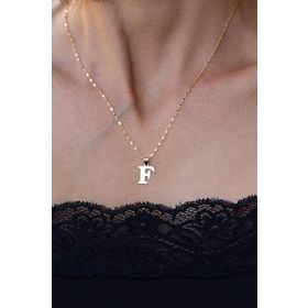 Bayar Gold 14 Ayar Plaka F Harf Altın Kolye