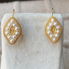 Bayar Gold 14 Ayar Sıralı İncili Altın Küpe