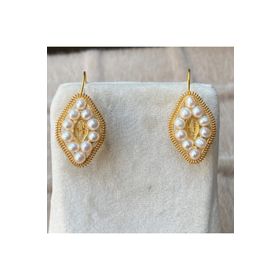 Bayar Gold 14 Ayar Sıralı İncili Altın Küpe