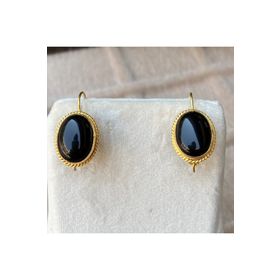 Bayar Gold 14 Ayar Siyah Taşlı Altın Küpe