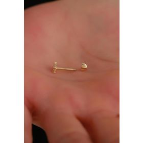 Bayar Gold 14 Ayar Taşlı Dikdörtgen Tragus Altın Piercing