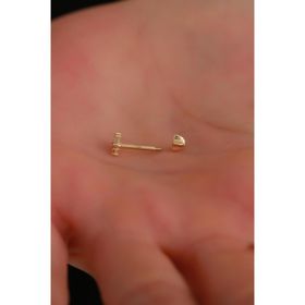 Bayar Gold 14 Ayar Taşlı Dikdörtgen Tragus Altın Piercing